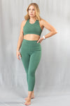 Jexi, Basil Laser-Cut and Bonded Essential Foldover Highwaist Leggings