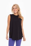 Jexi, Sarah Curvy Notched Sleeveless Flowy Tank T-Shirt